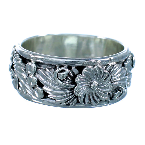 Native American Flower And Leaf Sterling Silver Ring Size 8 JX127576